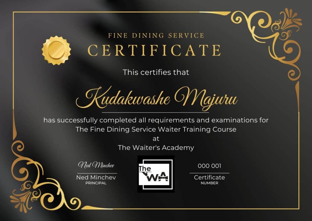 Fine Dining Certificate